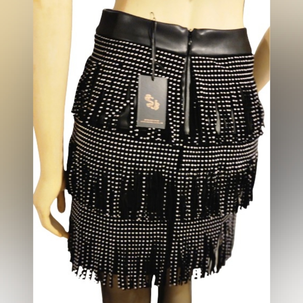 Sincerely Jules Fringe Studded Mini Skirt Size Small NWT - Picture 4 of 12